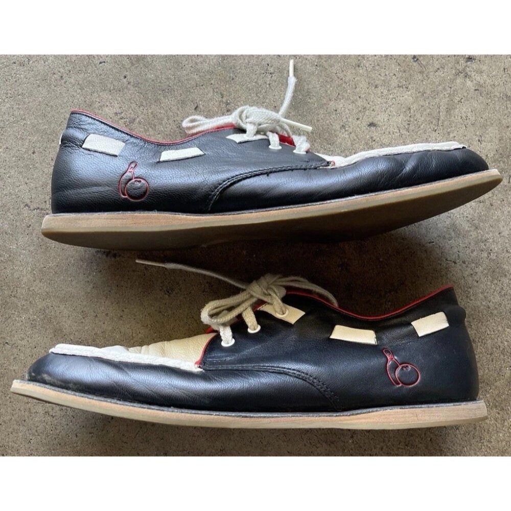 Vintage Onitsuka Tiger D1K1L Men’s shoes Sz 9 F460811 Black White Red Leather - Picture 2 of 11